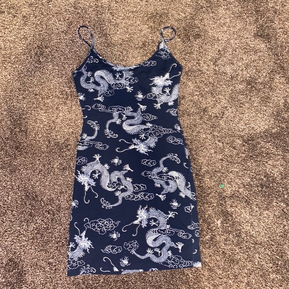 Dark Blue White Dragon Dress - Picture 1 of 3